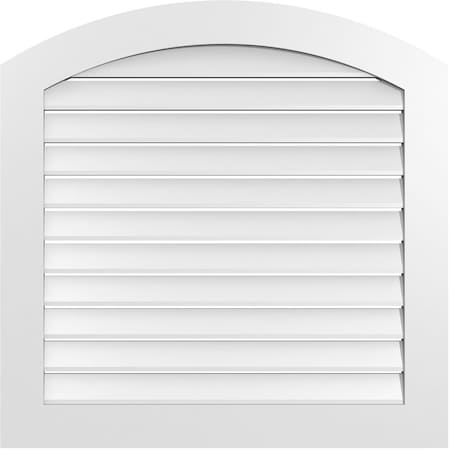 Ekena Millwork Arch Top Surface Mount PVC Gable Vent: Non-Functional, w/ 3-1/2"W x 1"P Standard Frame, 34"W x 42"H GVPAR34X4201SN